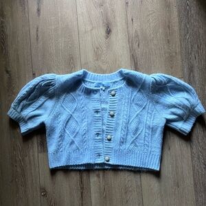 Hill House Light Blue Cable Knit Cardigan
